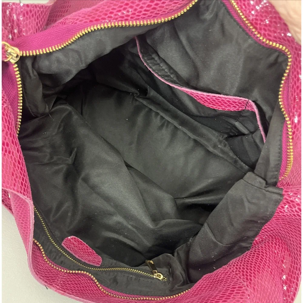 Maxine Couture Pink Purple Snakeskin Print Hobo Shoulder Bag Y2K Slouchy Tassel